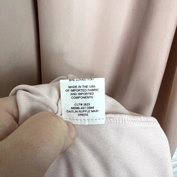 Show Me Your MuMu Caitlin Ruffle Maxi Dress Neutral Mauve Chiffon - Picture 7 of 10